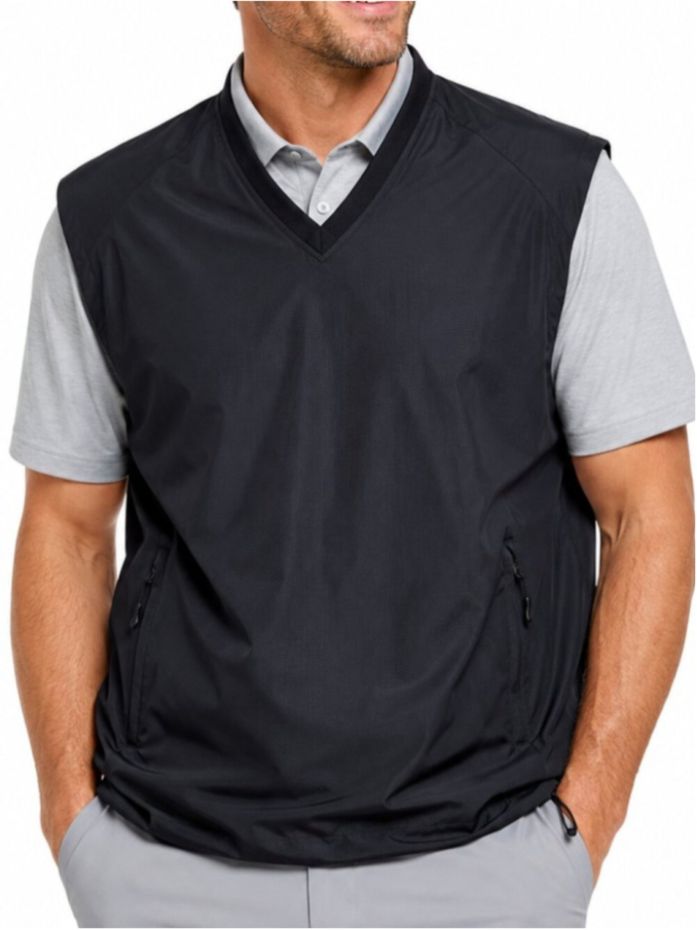 WALTER HAGEN Premium Golf Vest Black Large Ripstop Water Repellent Pullover Fall